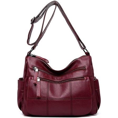 Soft Ladies Leather Crossbody Bags Girls Lightweight Shoulder Handbags For Women Multi-pocket With Adjustable Shoulder Strap