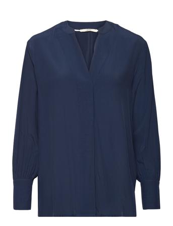 V-Neck Blouse, Lenzing Ecovero Tops Blouses Long-sleeved Navy Esprit Casual