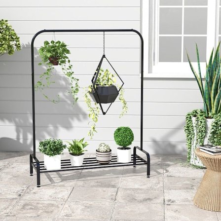 Tøjstativ med justerbare fødder & bøjlestang & opbevaringsrum 112 x 42 x 145 cm sort