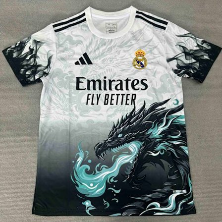 25-26 Real Madrid CF Grå Vit Drake Specialutgåva Uniform Fotbolls T-shirt S-2XL