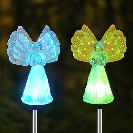 Solcelled have-lys til udendørs have, pakke med 2 dekorative lamper