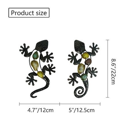 Dewenwils Väggdekoration, x2 ödlor, metall, 23 cm, väggdekoration