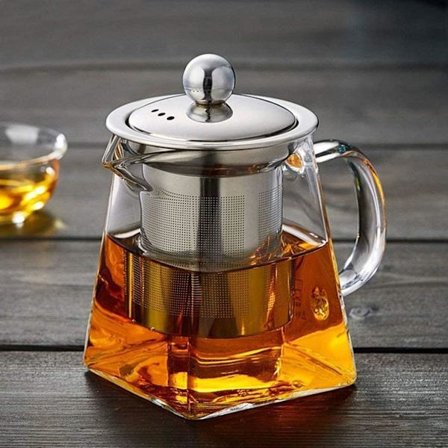 Glastekanna med löstagbar infuser, 750 ml tekanna i transparent och klassiskt borosilikatglas