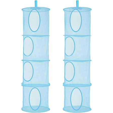 Hængende net til opbevaring, 2 stk. sammenklappelig hængende opbevaring til legetøj, 4 rum sammenklappelig hængende opbevaringskurv Teddy opbevaring 