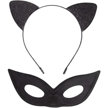 Glitter Cat Ear Head + Cat Mask - Barn- Och Vuxenfest, Jul