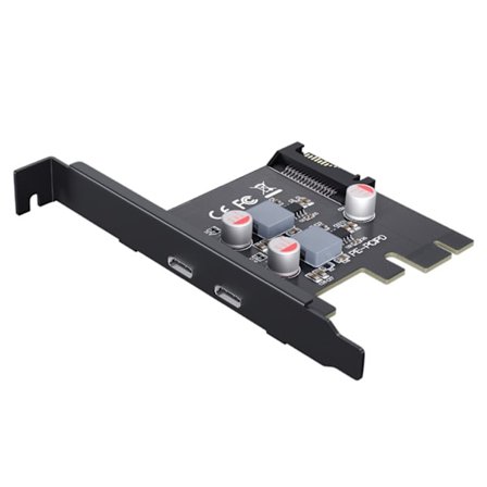 PCI Express x1/x4/x8/x16 - Dual Port Type C Data Transfer PD 20W Quick Charge USB-C Controller PCI-E Type C Add on