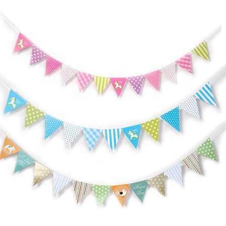 3 sett Partydekorasjoner, Hengende Papir Triangel Flagg Vimpel Banner For Konfirmasjon Karneval Bursdag Baby Bridal Shower Partydekorasjoner