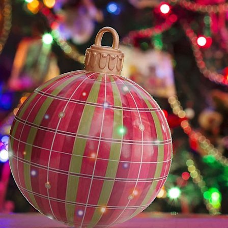 Light Up Uppblåsbar Julkula, Uppblåsbar Pvc Juldekor med LED-ljus & fjärrkontroll för utomhusgård