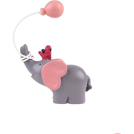 Pakke Resin Lille Elefant Kage Topper Med Ballon Fugl Babyshower Pige Fødselsdagsfest Skrivebords Kage Dekoration Pink