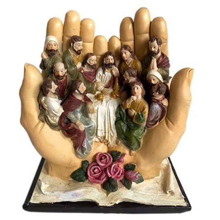 Den siste nattverden Jesus og de 12 disiplene Statue Religiøs kristen katolsk figur Dekorativ dekor Gave-A