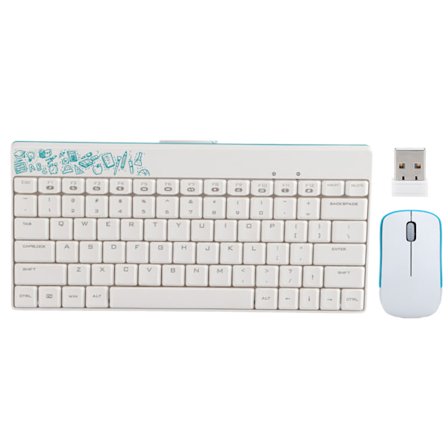 Trådlöst tangentbord och musset, Protable Combo Mini Ultra Thin Silent 2.4Ghz för Laptop PC X210Vit