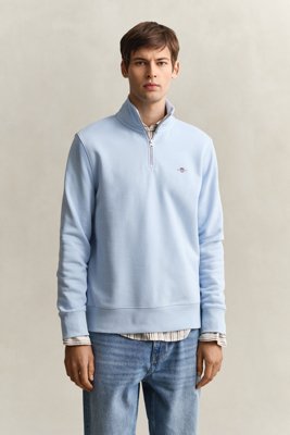 GANT - Shield collegegenser med half-zip til herre fresh blue