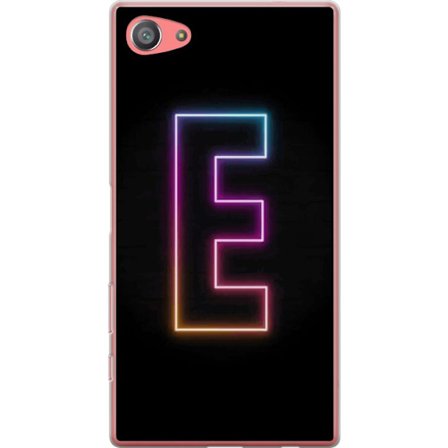 Yhteensopiva Puhelinkuori Sony Sony Xperia Z5 Compact Minimalistinen neonkirjain E kirkkaissa väreissä tummaa taustaa vasten modernissa ja tyylikkä