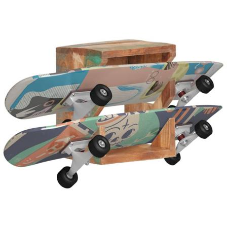 Vidaxl Väggmonterad Skateboardhållare 25x20x30 Cm Återvunnet Trä