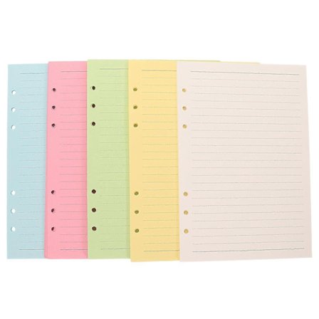 100 ark A5 Linjerat Refillpapper 5 Färger 6 Håls Hålslagda Lösa Blad För Påfyllningsbar Anteckningsbok Pärm För Journal Och Planerare Insatser[D]