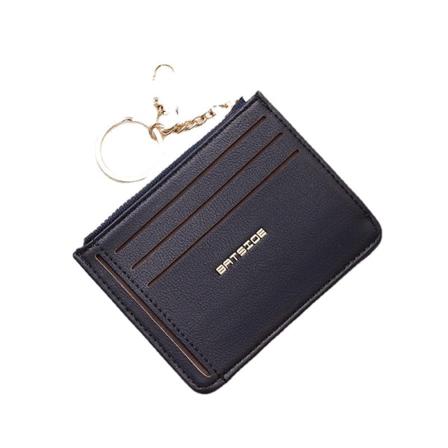 Kvindernes pung møntpung Kort mini japansk og koreansk stil Enkel multi-kort-lomme Mode lille kortholder Dark night blue