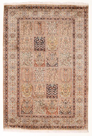 Medallion Small Kashmir Pure Silk Rug 127X189 Silk