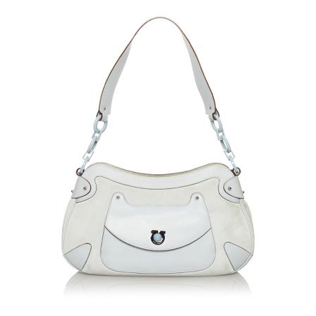 Salvatore Ferragamo Pre-owned Gancini Suede Shoulder Taske Hvid, Dame Vintage Tasker, Størrelse: ONE Size