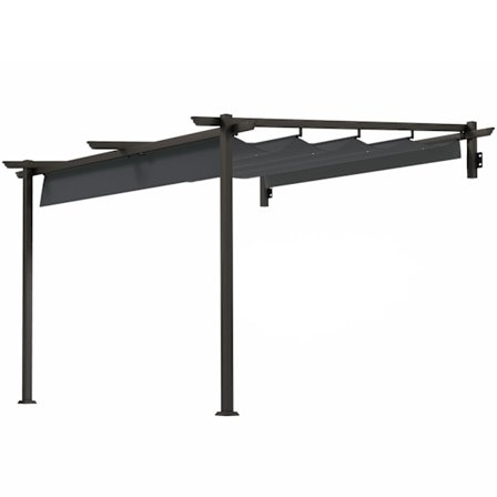 Rootz 3x3m huvimaja pergola - tuulenpitävä patio katos - Säädettävä katto - UV -suoja - 297 cm x 297cm x 200/230cm - harmaa