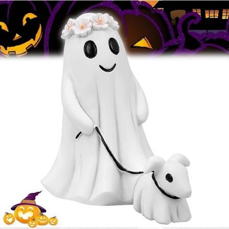 Haamu K velev Koirapatsas, Halloween Haamu K velee Koiransa kanssa Halloween Haamu Koirapatsaat Pelottava Haamu Koira Halloween Figuuri Koti Sisustus 