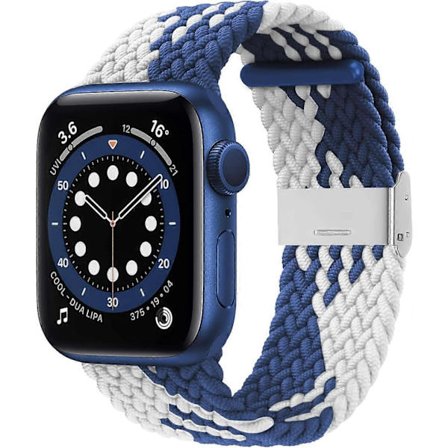 Kompatibel med Apple Watch iWatch-remmer 38 mm 40 mm 41 mm 42 mm 44 mm 45 mm kvinner menn, justerbar flettet solo loop elastisk sportsarmbånd