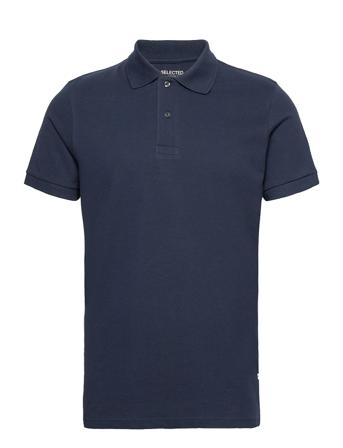 Slhneo Ss Polo S Polos Short-sleeved Sininen Selected Homme