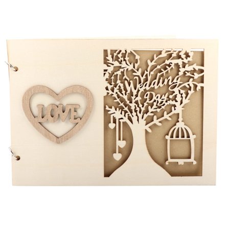 Gästbok i trä för bröllop, album, meddelandebok för förlovningsdekoration typ 2