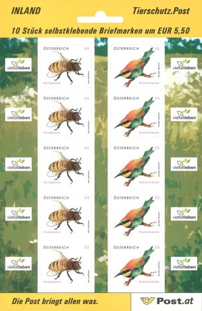 Østrig - Honningbi og biæder - Postfrisk ark