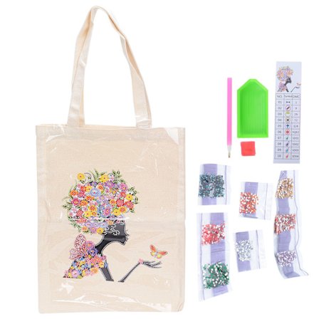 Hahmokuvioinen timanttimaalaus kangaskassi, timanttimaalaus ostoskassi setti BB022