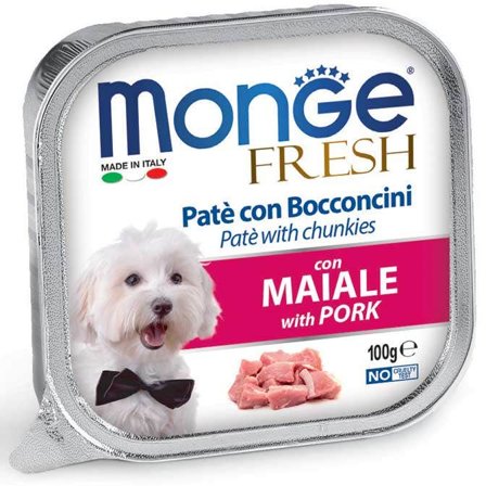 Monge Fresh Paté Bocconcini Con Maiale Cibo Umido Per Cani Adulti