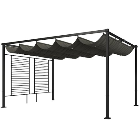 Pergola liukukatolla, UV50+ -suoja, tummanharmaa