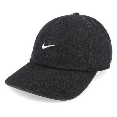 Nike - Svart unconstructed Keps - Club Cap Denim Washed Black/White Dad Cap @ Hatstore