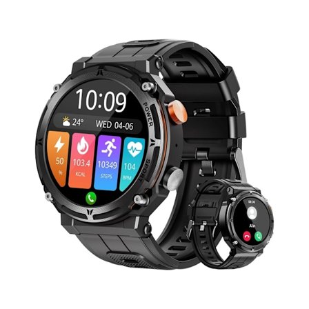 Militära Smartklockor för Män Bluetooth Samtal Vattentät 5Atm Svara/Ring Samtal Fitness Tracker Hd Ip68