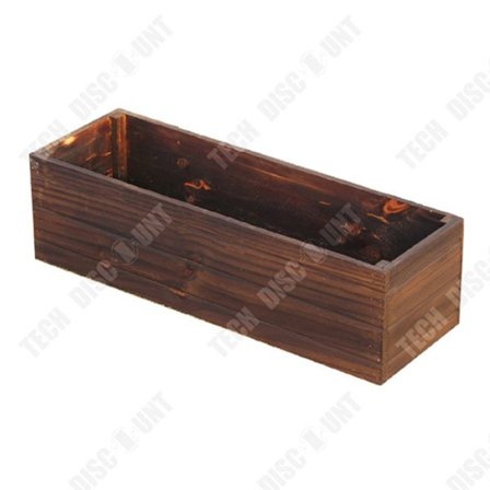 Jardinière - TD - Massivt Kulbrændt Træ - 15x20x40 cm - Rektangulær - Brun