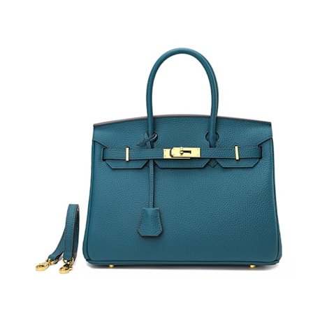 Stilig Blå Kuskinn Medium Tote Bag for Dame Medium Blå-X42-