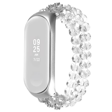 Xiaomi Mi Smart Band 4 / 3 klockarmband med kristallpärlor - Vit
