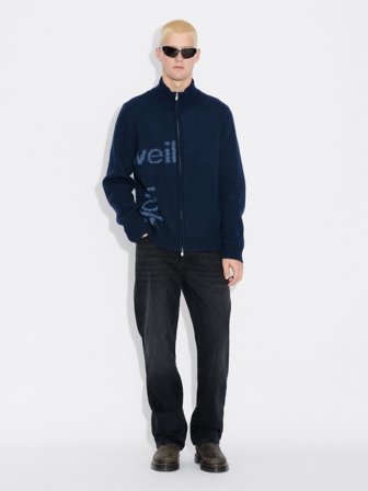 Holzweiler - Haza Logo Zip Cardigan - Blue mix - Mens - Extra Small