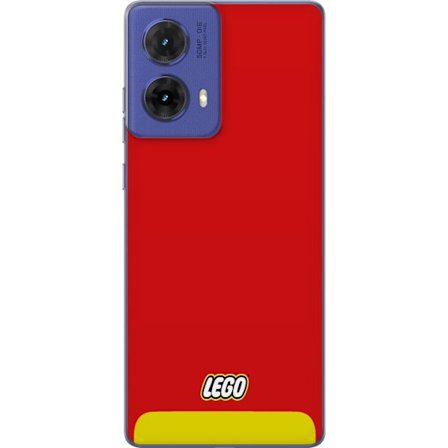 Kompatibelt Mobilskal till Motorola Motorola Moto G85 Lego Röd Gul Poster Byggklossar Officiell Logotyp Leksaker Retro Vintage Design Klassiskt Leksa