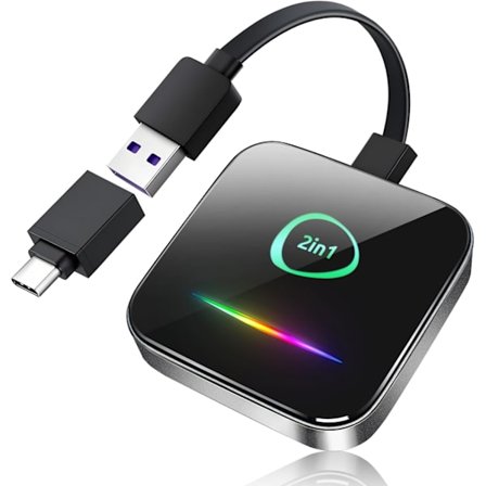 2025 Nyeste Modell Trådløs Carplay-adapter for iPhone 2-i-1 Konverter Trådbundet Carplay Android Auto til Trådløs Adapter for Biler fra 2016 &