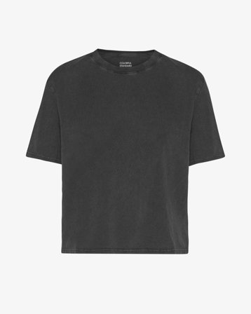 Organic Boxy Crop Tee - Faded Black M