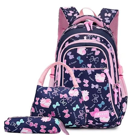 3 stk. Rygsæk Madkasse Og Penalhus Sæt, Skole tasker til folkeskole- og mellemskoleelever