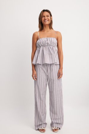 Larissa Mills x NA-KD Striped Drawstring Pants - Sommersæt - Stribet - EU 32