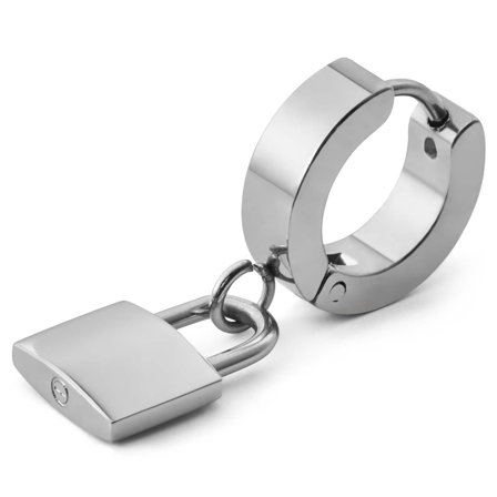 Floyd Stål Hængelås Vedhæng Hoop Ørering til mænd - Hoop øreringe m. vedhæng