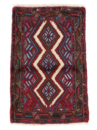 Oosters Asadabad Vloerkleed 80X128 Zwart/Donkerrood Wol, Perzië/Iran