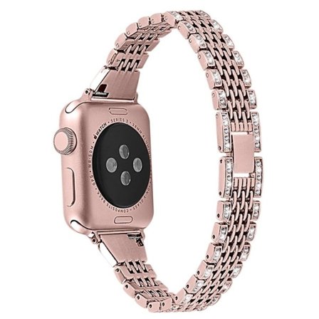 Apple Watch (45 mm) klockarmband med strassdekor - Rosa Ros