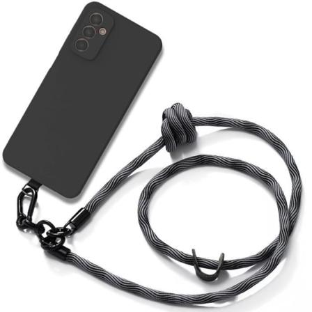 Lanyardfodral för Samsung Galaxy M23 5G Silikon Slim Shockproof Svart med avtagbar Lanyard Grey Grå