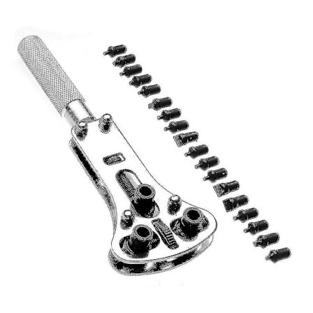 Verktøy for åpning av baklokk på vanntett klokke i etui Selle