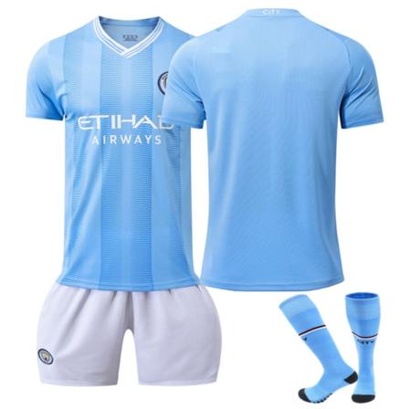 23-24 Manchester City hemmafotbollströja set Onumrerat fotbollssats för vuxna barn Uniform träningsdräkt med strumpor M