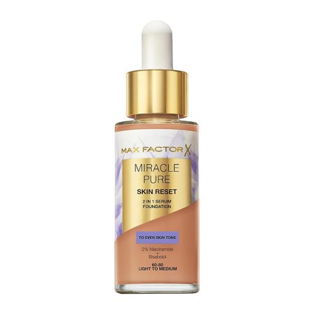 Max Factor Miracle Pure Skin Reset 2 In 1 Serum Foundation 60-80 Light To Medium, Makeup, Ansigt, Foundation