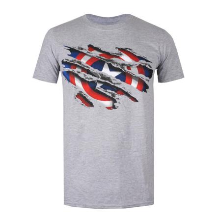 Captain America Boys Torn Logo T-shirt 10-12 Years Grey Heather